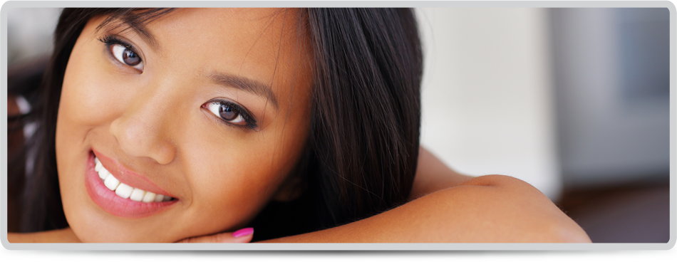 portrait of a young asian lady with smile and white clean team 